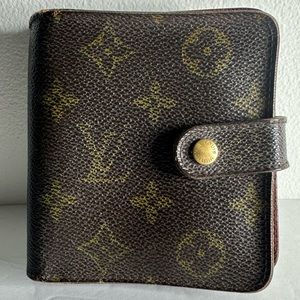 LOUIS VUITTON MONOGRAM COMPACT Bifold ZIP WALLET Vintage/Authentic Code CA1919